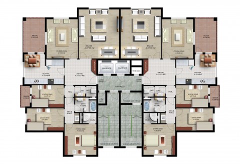 C,D ve E Bloklar Kat Planları (5 odalı)